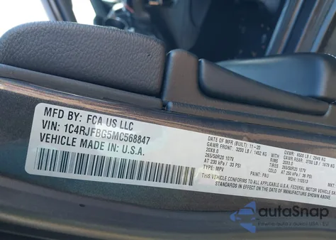 2021 Jeep Grand Cherokee 80Th Anniversary 4X4 из США, поврежденный, VIN 1C4RJFBG5MC568847